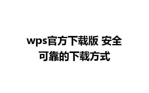 wps官方下载版 安全可靠的下载方式