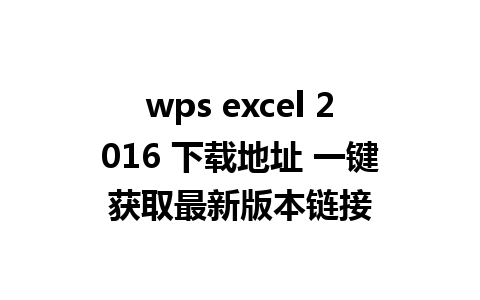 wps excel 2016 下载地址 一键获取最新版本链接