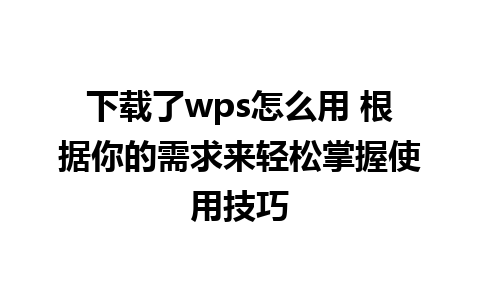 下载了wps怎么用 根据你的需求来轻松掌握使用技巧