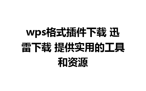 wps格式插件下载 迅雷下载 提供实用的工具和资源