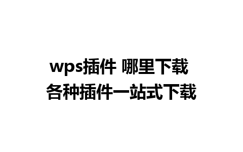 wps插件 哪里下载 各种插件一站式下载