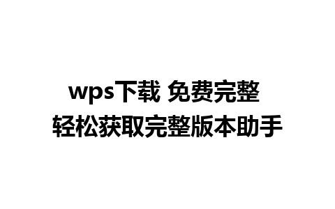 wps下载 免费完整 轻松获取完整版本助手