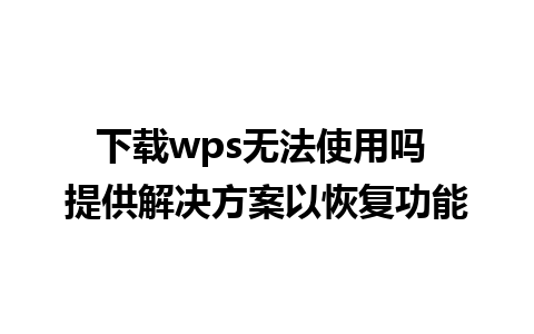 下载wps无法使用吗 提供解决方案以恢复功能