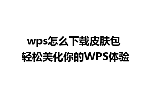 wps怎么下载皮肤包 轻松美化你的WPS体验