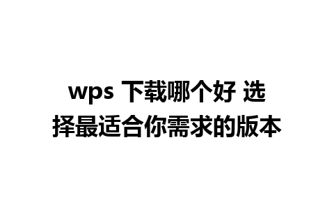 wps 下载哪个好 选择最适合你需求的版本