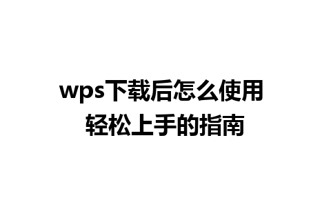 wps下载后怎么使用 轻松上手的指南