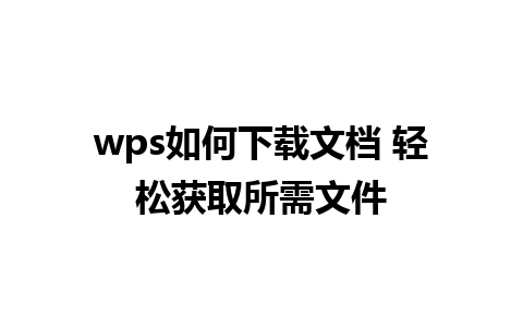 wps如何下载文档 轻松获取所需文件