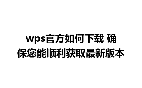 wps官方如何下载 确保您能顺利获取最新版本