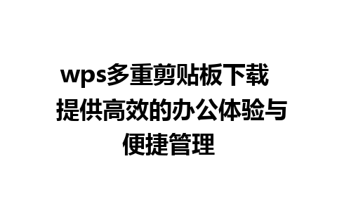 wps多重剪贴板下载  提供高效的办公体验与便捷管理