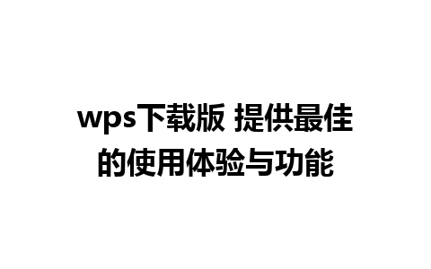 wps下载版 提供最佳的使用体验与功能