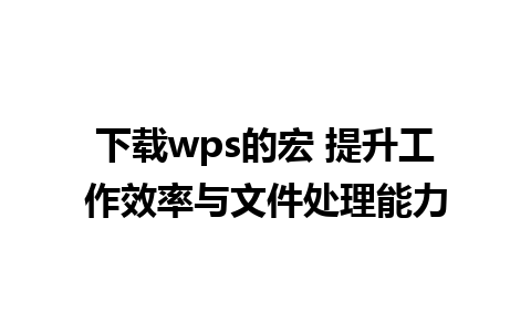 下载wps的宏 提升工作效率与文件处理能力