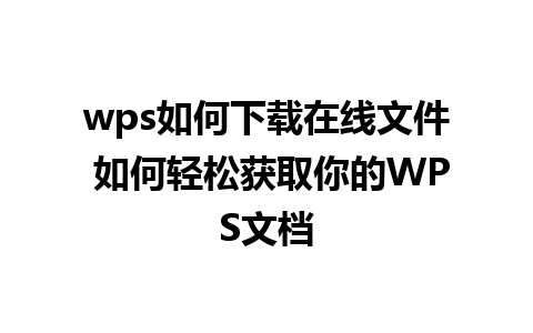 wps如何下载在线文件 如何轻松获取你的WPS文档