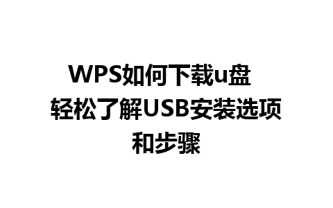 WPS如何下载u盘  轻松了解USB安装选项和步骤