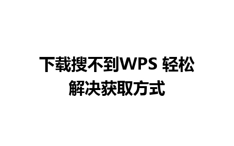 下载搜不到WPS 轻松解决获取方式