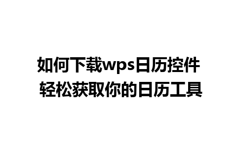 如何下载wps日历控件 轻松获取你的日历工具