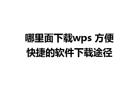 哪里面下载wps 方便快捷的软件下载途径