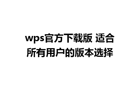 wps官方下载版 适合所有用户的版本选择