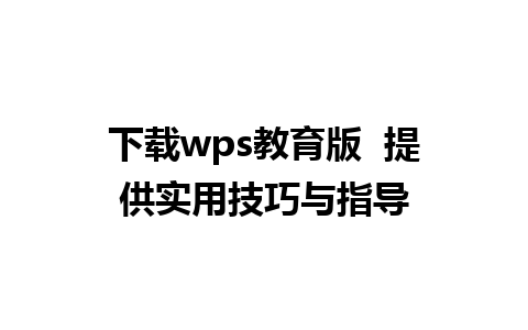 下载wps教育版  提供实用技巧与指导