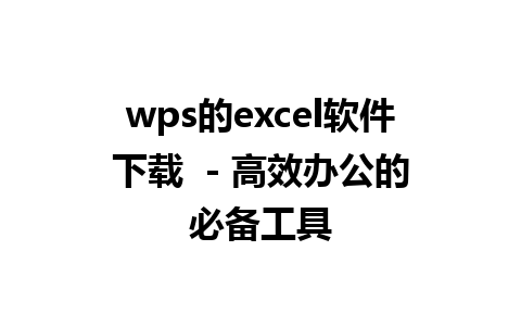 wps的excel软件下载  - 高效办公的必备工具