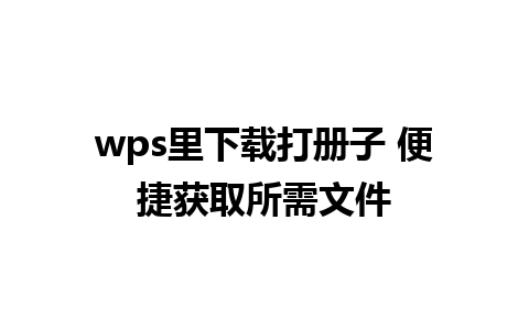 wps里下载打册子 便捷获取所需文件