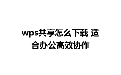 wps共享怎么下载 适合办公高效协作