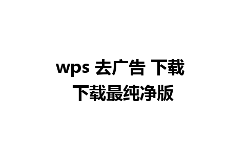 wps 去广告 下载 下载最纯净版