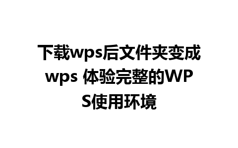 下载wps后文件夹变成wps 体验完整的WPS使用环境