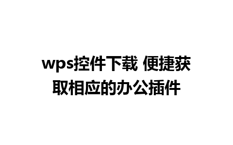 wps控件下载 便捷获取相应的办公插件