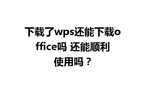 下载了wps还能下载office吗 还能顺利使用吗？