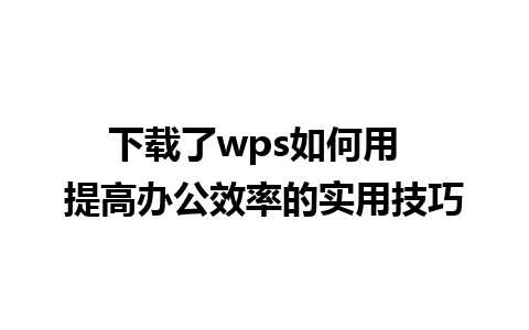 下载了wps如何用  提高办公效率的实用技巧