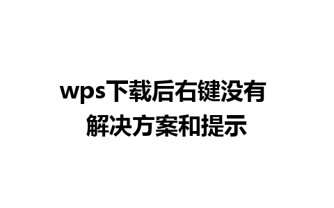 wps下载后右键没有 解决方案和提示