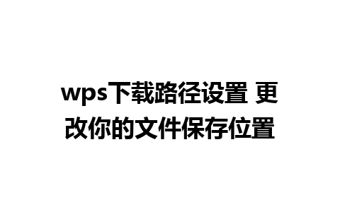 wps下载路径设置 更改你的文件保存位置 