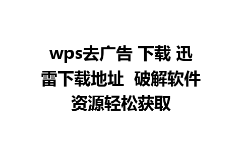 wps去广告 下载 迅雷下载地址  破解软件资源轻松获取