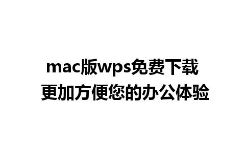 mac版wps免费下载 更加方便您的办公体验