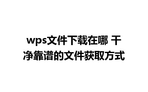 wps文件下载在哪 干净靠谱的文件获取方式