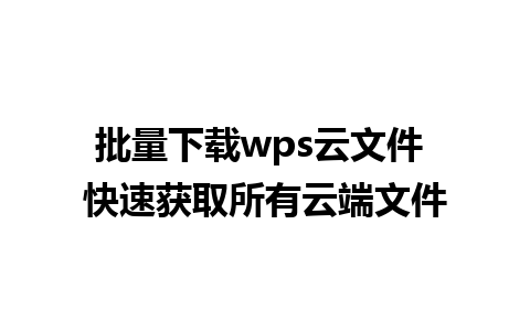 批量下载wps云文件 快速获取所有云端文件