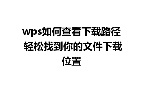 wps如何查看下载路径 轻松找到你的文件下载位置