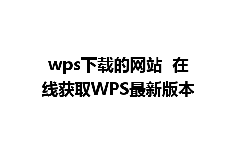 wps下载的网站  在线获取WPS最新版本