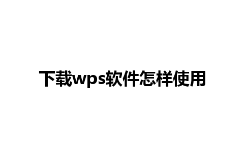 下载wps软件怎样使用 