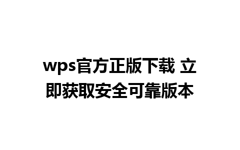 wps官方正版下载 立即获取安全可靠版本