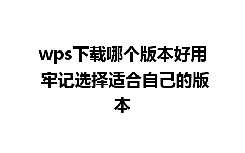 wps下载哪个版本好用 牢记选择适合自己的版本