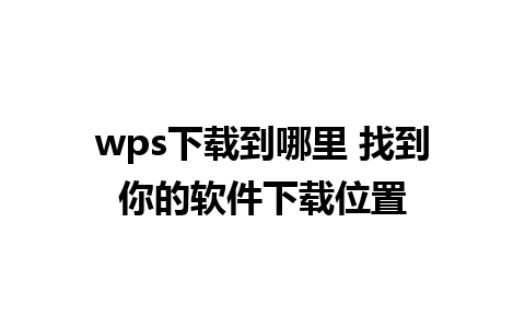 wps下载到哪里 找到你的软件下载位置