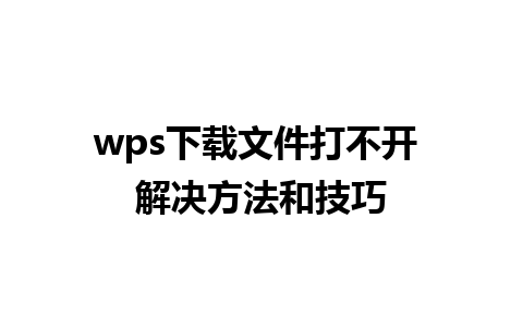 wps下载文件打不开 解决方法和技巧