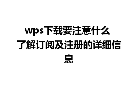 wps下载要注意什么 了解订阅及注册的详细信息