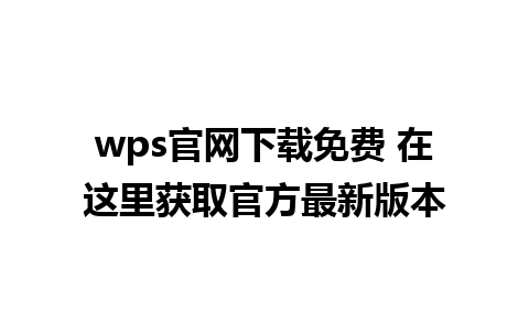 wps官网下载免费 在这里获取官方最新版本