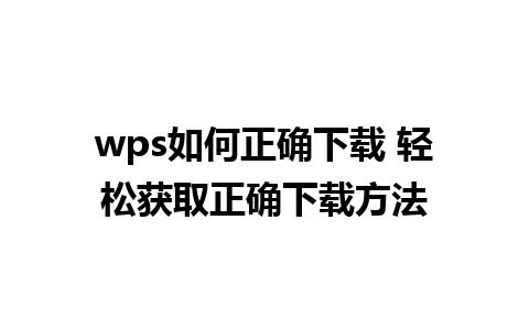 wps如何正确下载 轻松获取正确下载方法