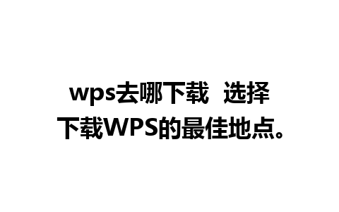 wps去哪下载  选择下载WPS的最佳地点。