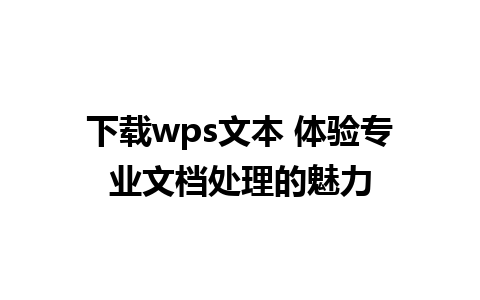 下载wps文本 体验专业文档处理的魅力