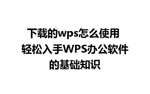 下载的wps怎么使用 轻松入手WPS办公软件的基础知识