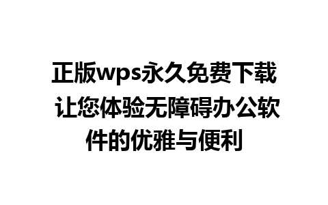 正版wps永久免费下载 让您体验无障碍办公软件的优雅与便利